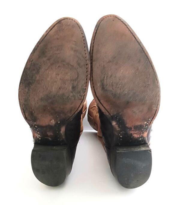 Nocona Full Quill Ostrich Exotic Western Boot Brown/Camel Leather 10D Made USA main image 10